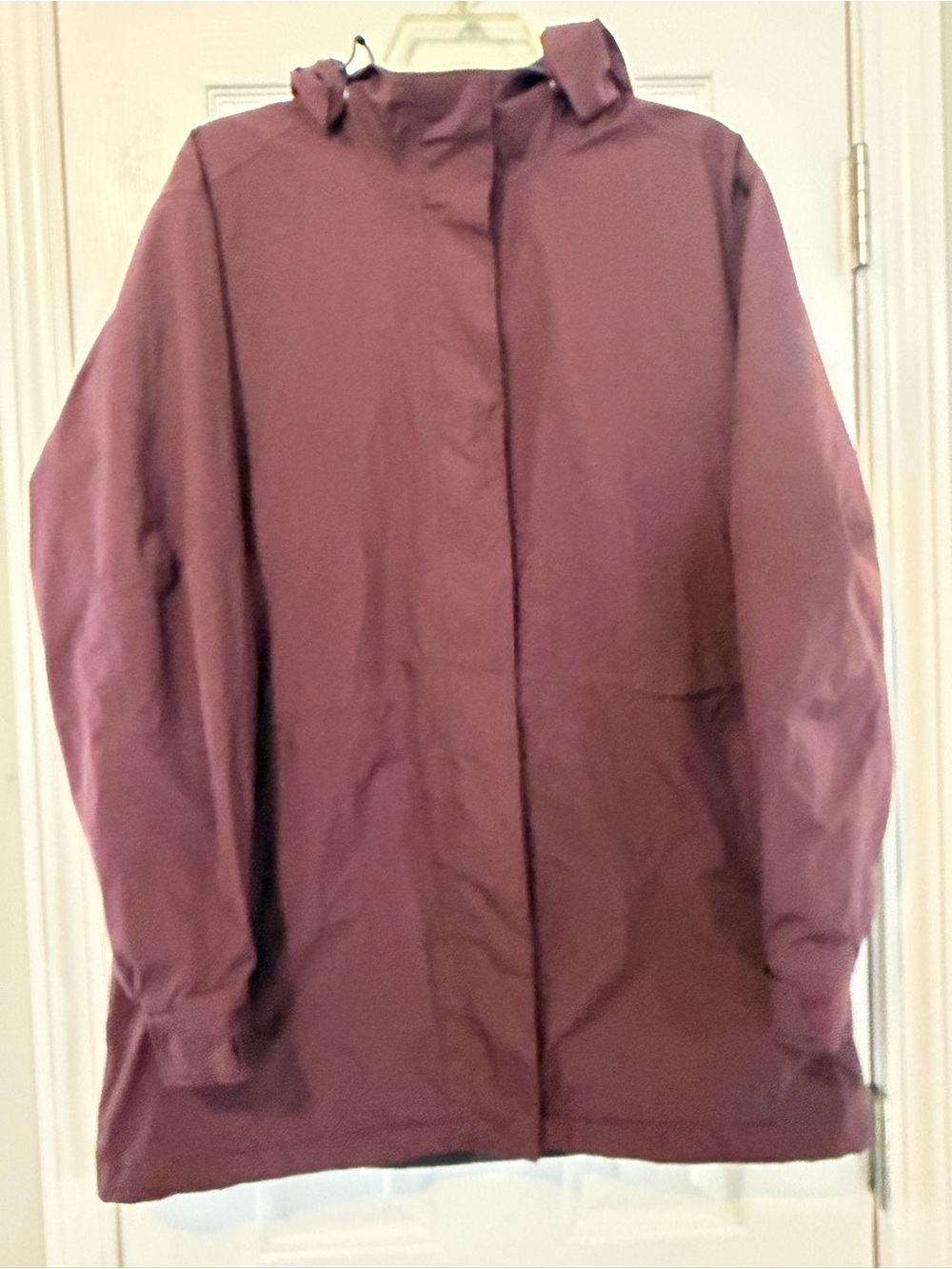 REI E1 Elements Rain Jacket Women's Large Maroon Zip Hood Adjustable EXCELLENT!